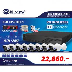 Promotion IP Camera Series /NVR HP-9708H1 เครื่องบันทึก 8 ช่องพร้อมกล้อง IP HP-78B20PE จำนวน 8 กล้อง